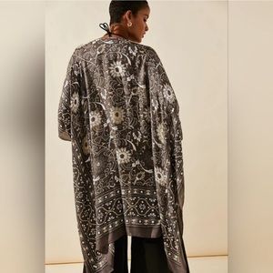 Free People Magic Dance Border Print Kimono in Graphite Combo NWT